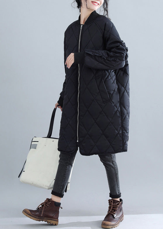 New Black Parka Clothing Stand Collar Jackets & Coats Ruffles Outwear