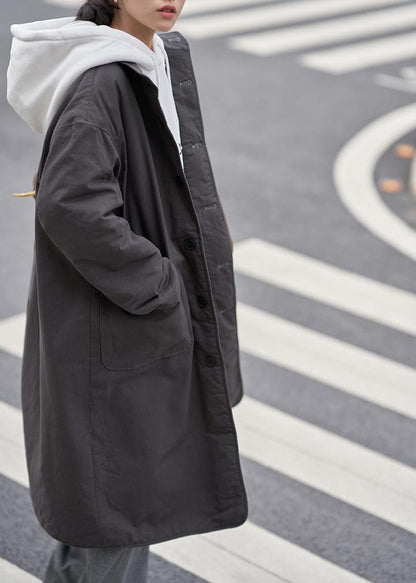 New Black Wool Coat for Woman Winter Coat O Neck Two Ways to Wear Coat