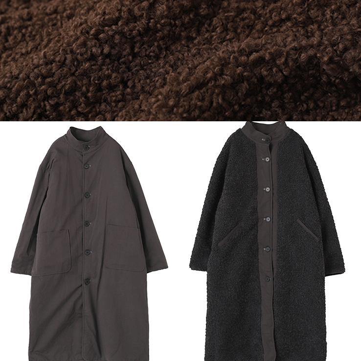 New Black Wool Coat for Woman Winter Coat O Neck Two Ways to Wear Coat