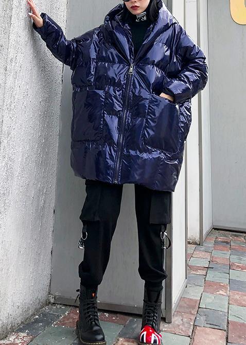 New Blue Parkas Coats Winter Hooded Zippered Outwear