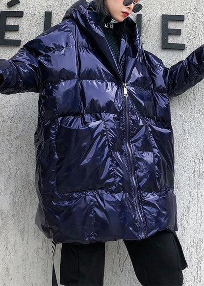New Blue Parkas Coats Winter Hooded Zippered Outwear