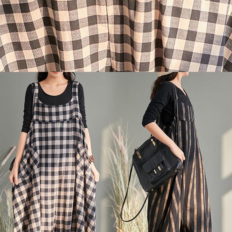 New Cage Pants Plaid Jumpsuit Cotton and Linen Overalls