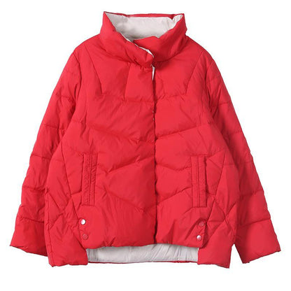 New Down Jacket Coats Black Stand Collar Pockets Warm Winter Coat