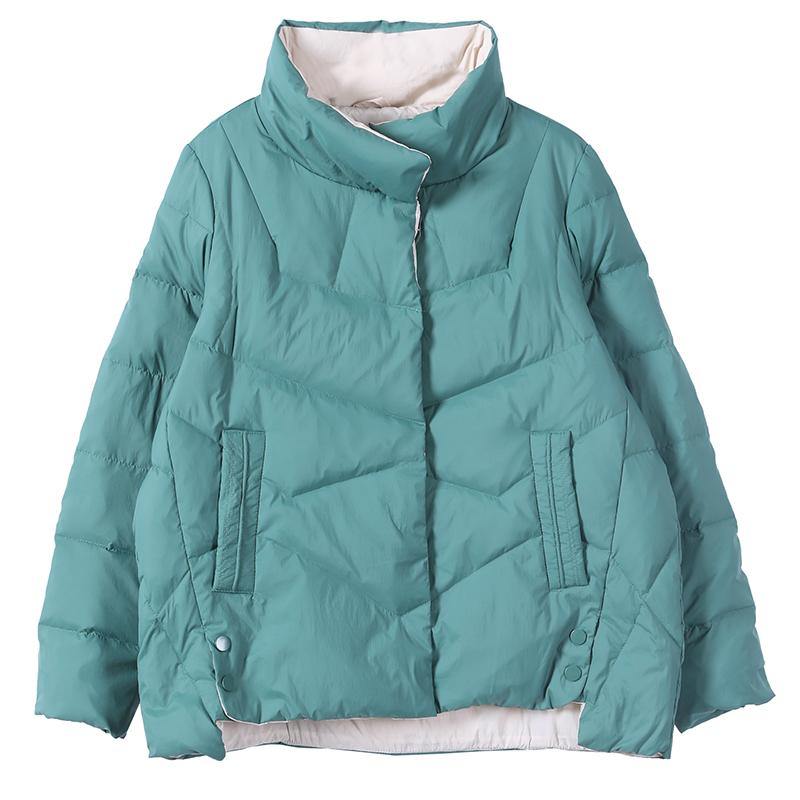 New Down Jacket Coats Black Stand Collar Pockets Warm Winter Coat