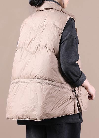 New Parka Coats Khaki Stand Collar Zippered Down Jacket