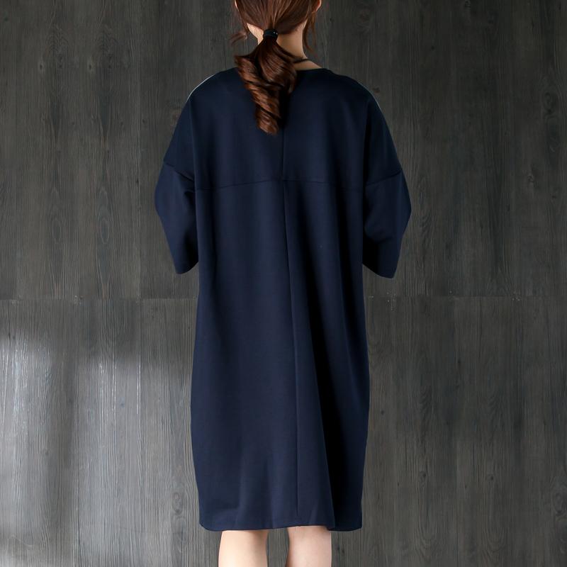 New Cotton Knee Dress Clothing Cotton Short Sleeves Splicing Dress