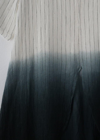 New Gradient Design Irregular Hem Robe Pure Linen Dress