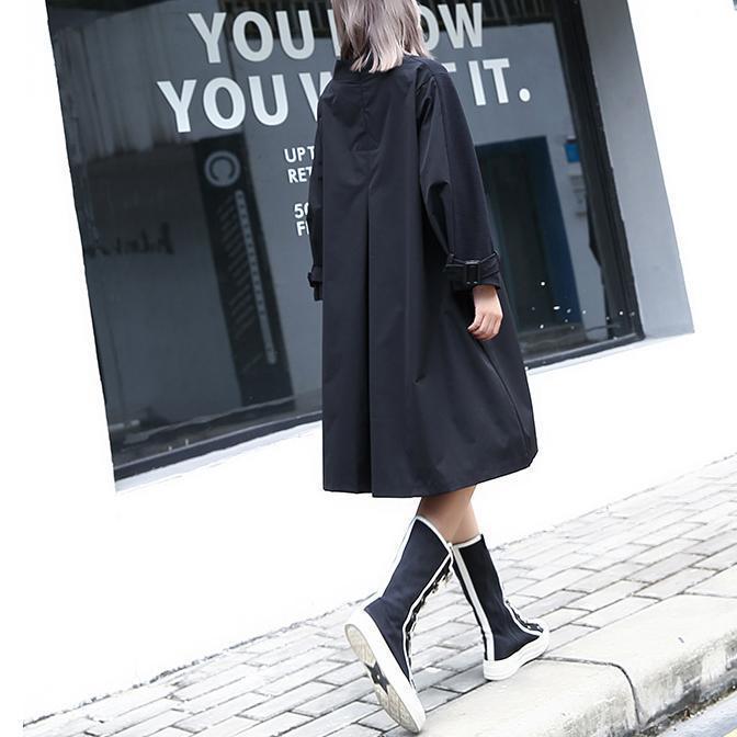 New Gray Fall Dress Loose Fitting Traveling Clothing Asymmetric O Neck Patchwork Dresses