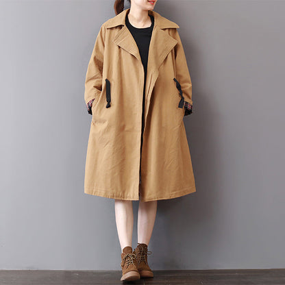 New Khaki Coats Lapel Collar Outwear Wild Coat