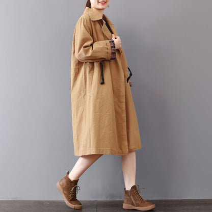 New Khaki Coats Lapel Collar Outwear Wild Coat