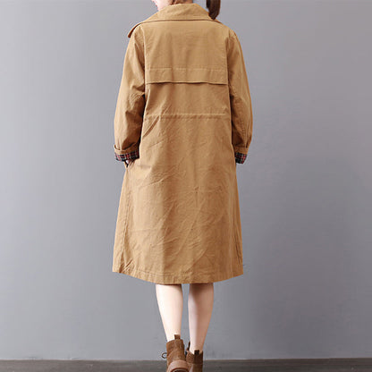New Khaki Coats Lapel Collar Outwear Wild Coat