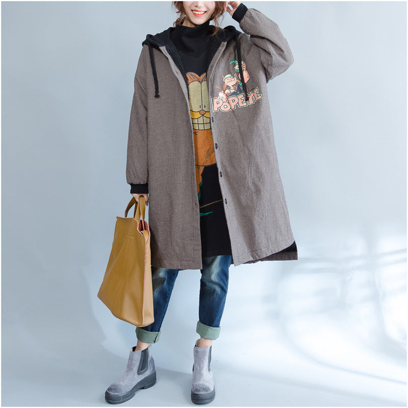 New Khaki Prints Parka Hooded Warm Winter Coat Fine Thick Winter Coats