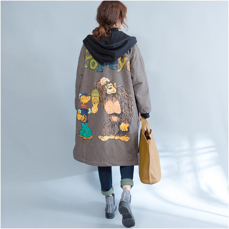 New Khaki Prints Parka Hooded Warm Winter Coat Fine Thick Winter Coats