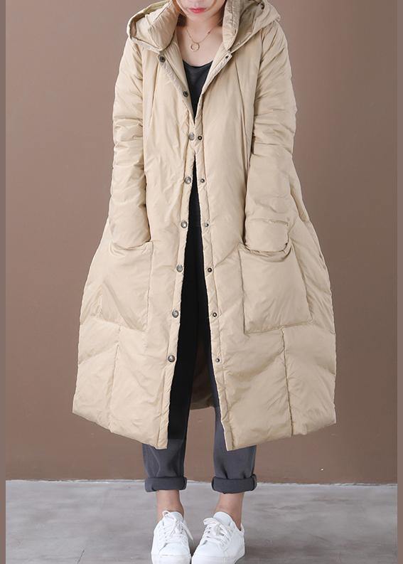 New Khaki Warm Winter Coat Snow Jackets Hooded Button Down Overcoat