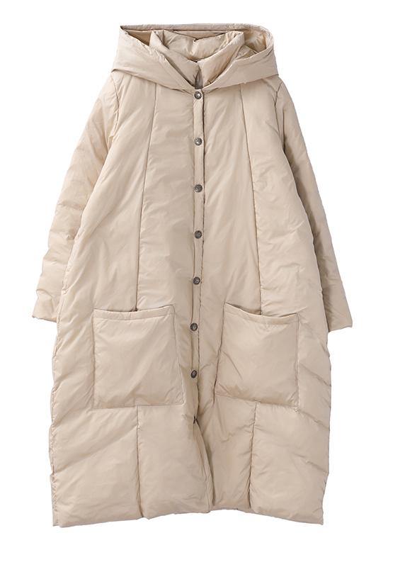 New Khaki Warm Winter Coat Snow Jackets Hooded Button Down Overcoat