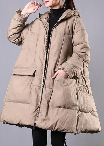 New Khaki Winter Coats Snow Jackets Hooded Zippered Winter Coats