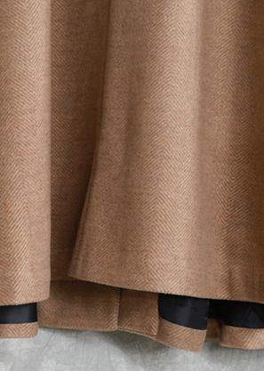 New Khaki Wool Overcoat Stand Collar Chinese Button Long Jackets Outwear