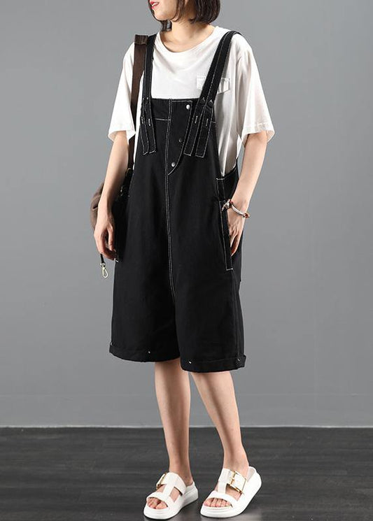 New Large Size Black Bib Pants Jumpsuit