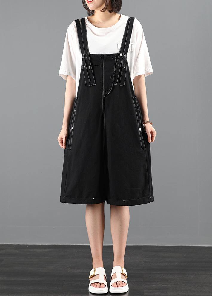 New Large Size Black Bib Pants Jumpsuit