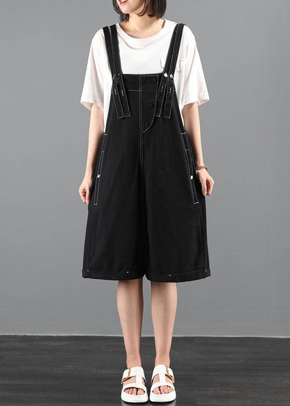 New Large Size Black Bib Pants Jumpsuit