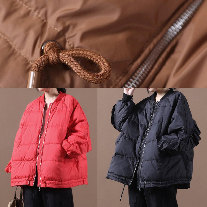 New Light Green Duck Down Coat Clothing Down Jacket Stand Collar Ruffles Fine Jackets