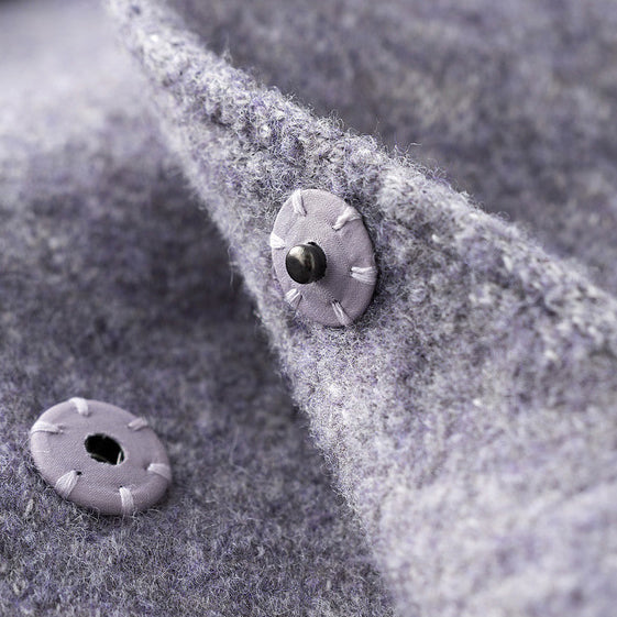 New Light Purple Woolen Outwear Tei Waist Long Coats Pockets Coats