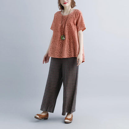 New Linen Tops Clothing Summer Short Sleeve High-low Hem Tops