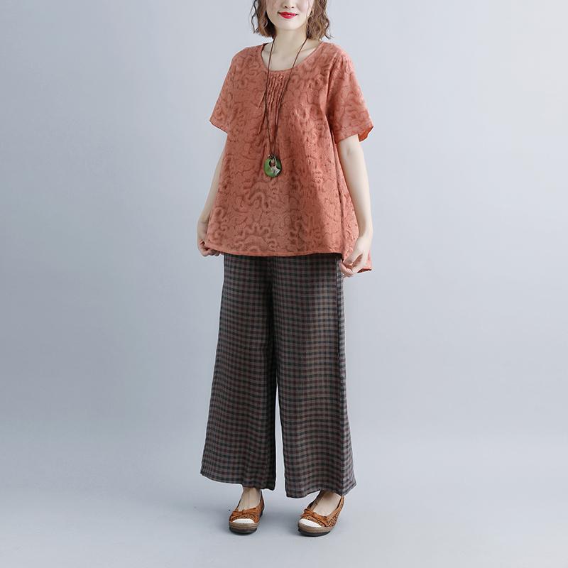 New Linen Tops Clothing Summer Short Sleeve High-low Hem Tops