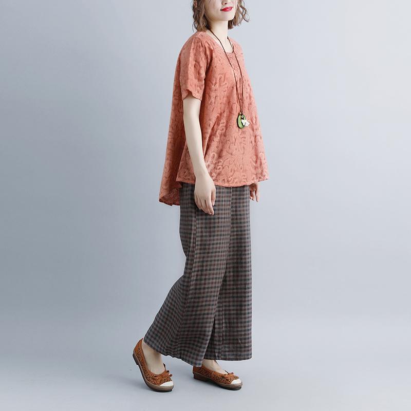 New Linen Tops Clothing Summer Short Sleeve High-low Hem Tops