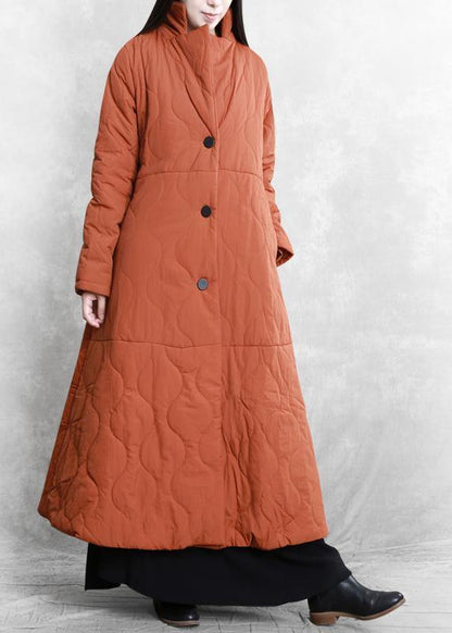 New Orange Outfit Coats Stand Collar Thick Winter Coats