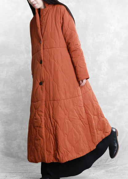 New Orange Outfit Coats Stand Collar Thick Winter Coats