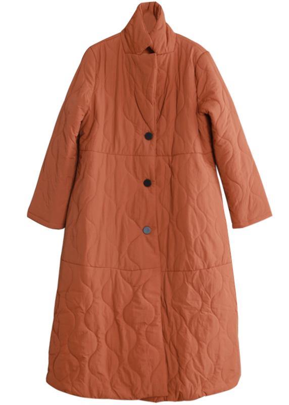 New Orange Outfit Coats Stand Collar Thick Winter Coats