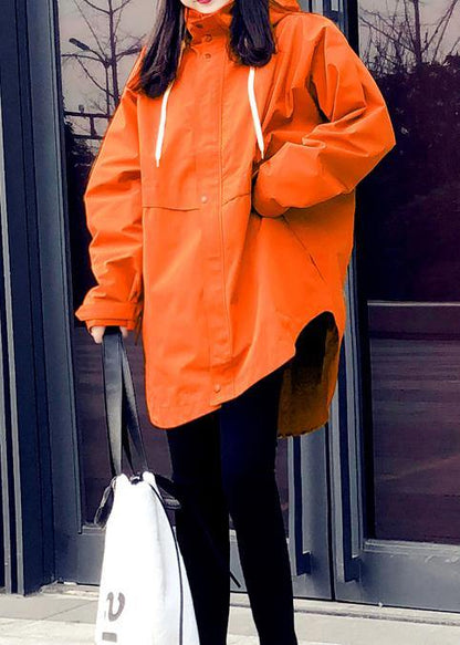 New Orange Duck Down Coat Parka Hooded Zippered Coats
