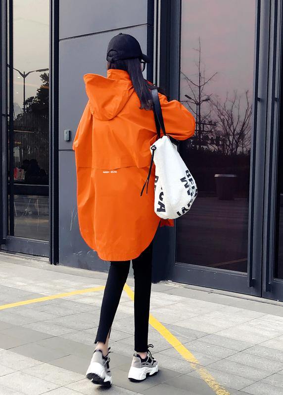 New Orange Duck Down Coat Parka Hooded Zippered Coats