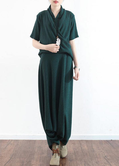 New Original Design Green Tencel Irregular Head Suit Two-piece Suit Hanger Pants