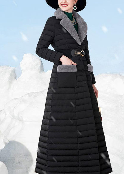 New Oversize Down Jacket Lapel Collar Overcoat Black Warm Winter Coat