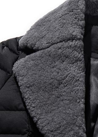 New Oversize Down Jacket Lapel Collar Overcoat Black Warm Winter Coat