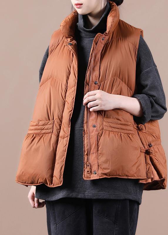 New Oversize Snow Jackets Overcoat Orange Stand Collar Zippered Warm Winter Coat