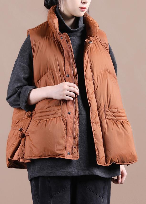 New Oversize Snow Jackets Overcoat Orange Stand Collar Zippered Warm Winter Coat