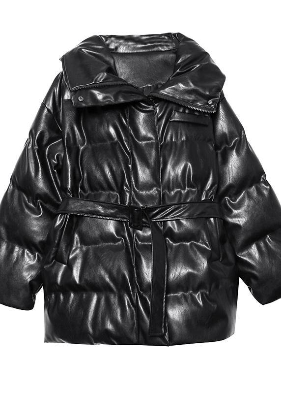New Oversized Warm Winter Coat Black High Neck Button Parka