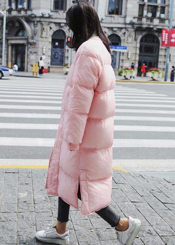 New Pink Warm Winter Coat Down Jacket O Neck Pockets Winter Outwear