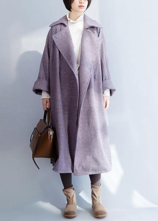 New Clothing Winter Coat Winter Coat Purple Flare Sleeve Wool Overcoat