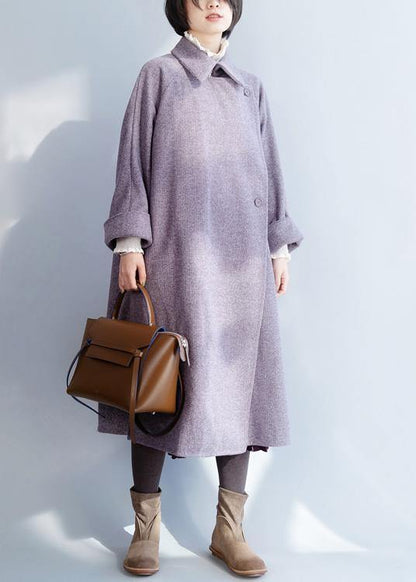 New Clothing Winter Coat Winter Coat Purple Flare Sleeve Wool Overcoat