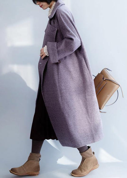 New Clothing Winter Coat Winter Coat Purple Flare Sleeve Wool Overcoat