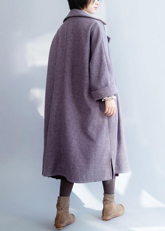 New Clothing Winter Coat Winter Coat Purple Flare Sleeve Wool Overcoat