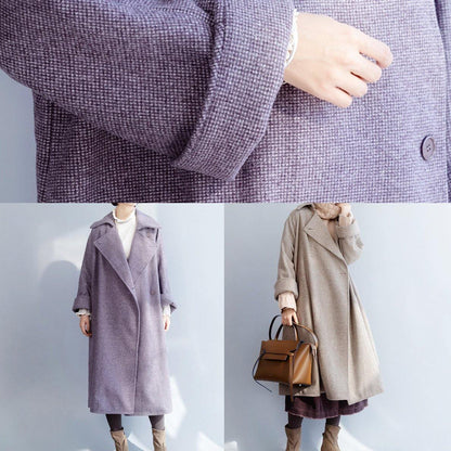 New Clothing Winter Coat Winter Coat Purple Flare Sleeve Wool Overcoat