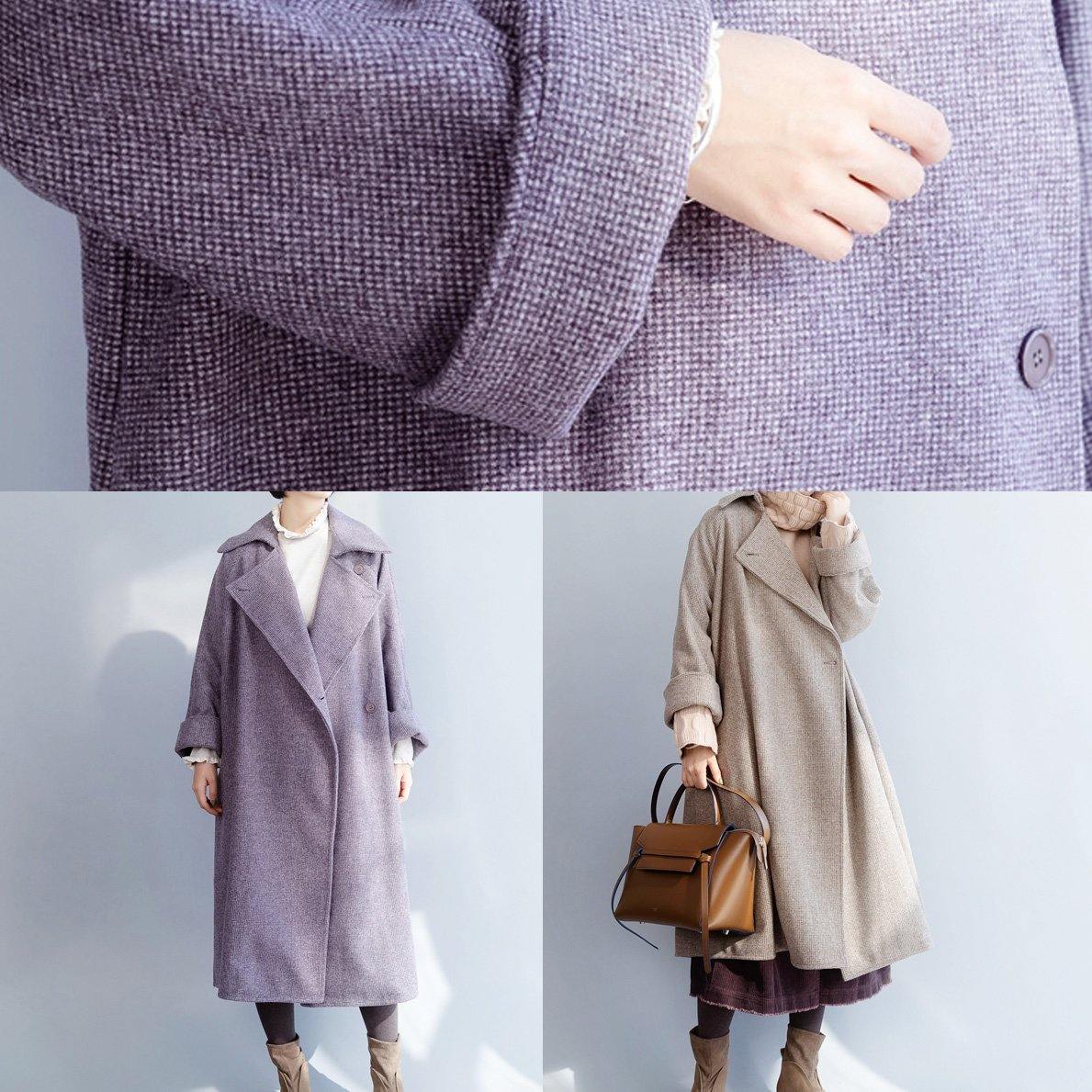 New Clothing Winter Coat Winter Coat Purple Flare Sleeve Wool Overcoat