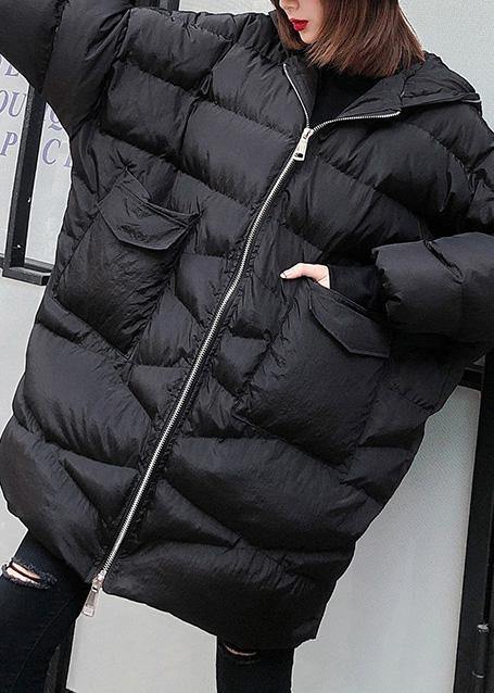 New Clothing Snow Jackets Big Pockets Coats Black Hooded Zippered Winter Outwear