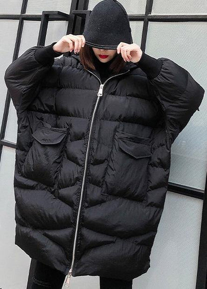 New Clothing Snow Jackets Big Pockets Coats Black Hooded Zippered Winter Outwear
