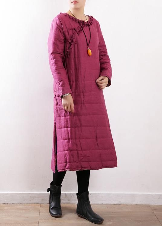 New Clothing Winter Jacket Chinese Button Winter Coats Rose Side Open Outfit